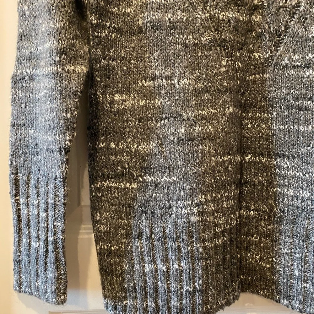 Gray/White/Black Variegated Cowl Neck Knit Sweater